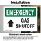 Signmission Gas Shutoff (Up Arrow) With Symbol, 5 in W x Rectangle, Vinyl Decal OS-2PACK-EM-D-35-L-10390 - alternate 5